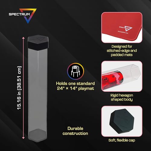BCW Large Playmat Tube | One Tube - Single Hexagon Playmat Holder for 24" x 14" Mats | Plastic MTG Mat Tube | Protective Storage Case for TCG, MTG, and Card Games - style: Pack of 1