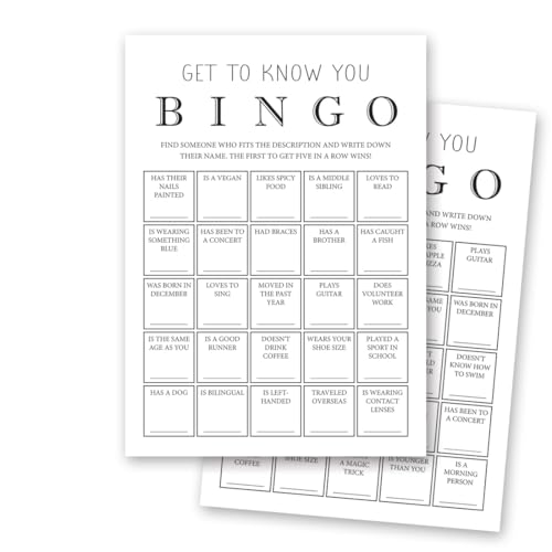 InvitationHouse Get to Know You Bingo Cards, Find Someone Icebreaker Game - Set of 30