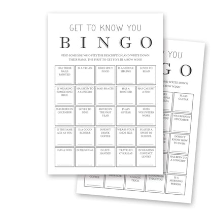 InvitationHouse Get to Know You Bingo Cards, Find Someone Icebreaker Game - Set of 30