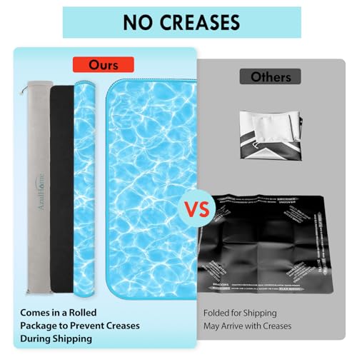 31.5" Crease-Free Mahjong Mat Non-Slip Noise-Reducing Game Table Cover | With Carry Bag, Water Ripple Board Game Mat, Rubber Base for American Mahjong Poker Dominoes & Board Games - color: Water Ripple