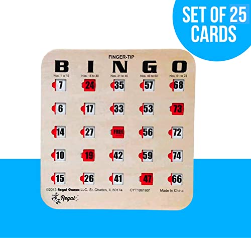 Regal Bingo Bulk Bingo Cards with Sliding Windows - Reusable Large Print Bingo Game Cards for Adults Large Group - 25 Pack, Woodgrain - color: Woodgrain, size: 25 Cards