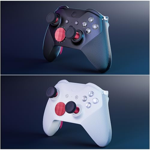 14-in-1 Controller Accessories Kit Compatible with Xbox Elite Series 2, 6 Premium Metal Thumbsticks, Swap Joysticks, 4 Interchangeable Paddles, 2 D-Pads, 1 Tool & 1 Storage Bag (Red) - color: Red