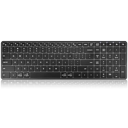 Wireless Bluetooth Keyboard, 3-Device Free Switching (2.4G+BT), Ultra-Slim Compact Wireless Keyboard Quiet Typing for PC/Laptop/Smart TV/Phone,12 Multimedia Keys