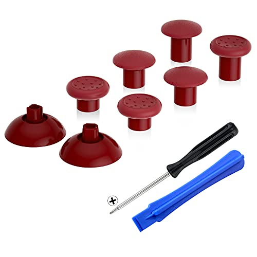 eXtremeRate ThumbsGear Interchangeable Ergonomic Thumbstick for PS5 Controller, for PS4 All Model Controller - 3 Height Domed and Concave Grips Adjustable Joystick - Carmine Red - color: Carmine Red