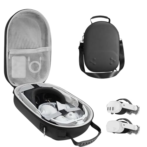 bibuks Hard Carrying Case Compatible with Oculus Meta Quest 3/3S,VR Headset Elite Strap and Touch Controller Accessories Carry Case,Hard Shell Travel Storage Bag (Black) - color: Black