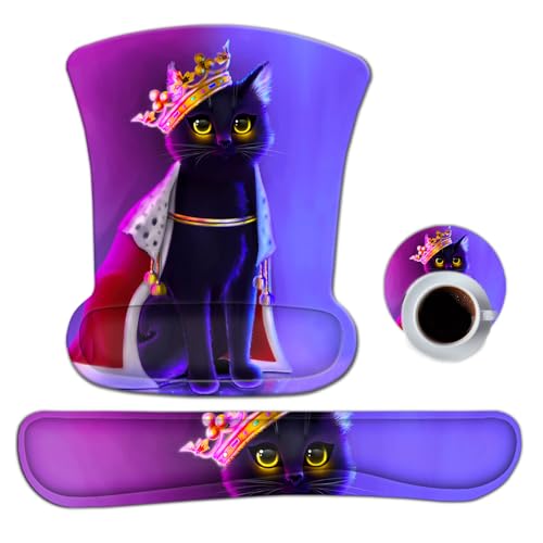 ToLuLu Keyboard Mouse Pad Wrist Rest Set, Gel Ergonomic Mouse Pads Wrist Support for Computer Laptop Home Office, Mousepad Keyboard Wrist Support Memory Foam for Easy Typing Pain Relief, Cat Princess - color: Cat Princess