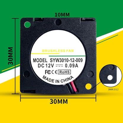35mm x 35mm x 07mm Blower Fan 12V, 3.5cm 35mm Router Cooling Fans 2Pin 2Wire, 12V 0.12A Turbo Blower Cooling Fas for Charger Inverter SYW3507-12-014
