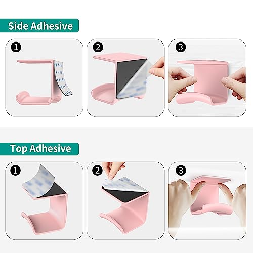 HomeMount Under Desk Headphone Holder - Adhesive Headphone Stand Hanger Table Mount for Most Headphones(Pink-2P) - color: Pink-2P