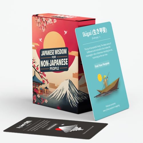 Japanese Wisdom Card Deck – 52 Mindfulness Cards with Humor | Ikigai, Zen & Philosophy for Daily Reflection, Gift for Colleagues & Friends