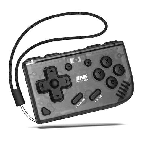IINE Mini Retro Wireless Controller, Micro Remote Controller for Switch/OLED, PC, Android and IOS, Keychain Pocket-sized Controller with Turbo Function (Black) - color: Black