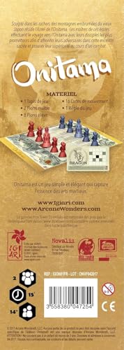 Arcane Wonders Onitama | 2-Player Abstract Duel with Modular Movement Cards | 5x5 Grid Chess-Like Tactics for Strategic Thinkers | Ages 8+ | 15-20 Minutes | Portable Martial Arts