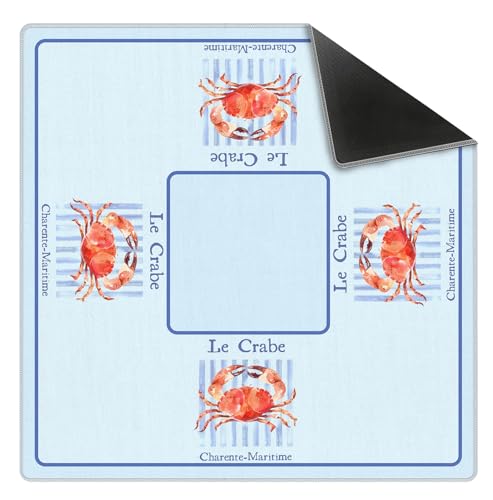 Blue Coastal Beach Crab Mahjong Mat 31.5x31.5 Inch, Non-Slip and Noise Reduction Mah Jong Table Mat Cover Gifts for Mahjong Lovers Poker Board Games Dominoes - color: Blue Coastal Beach Crab