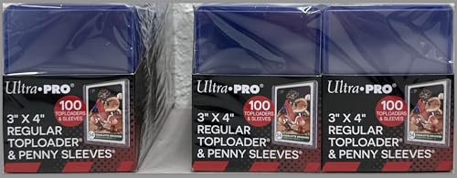 Ultra PRO 3" x 4" Clear Regular Toploaders for Cards with Card Sleeves Bundle Standard Size 300ct Trading Baseball Toploader Card Sleeve Protectors