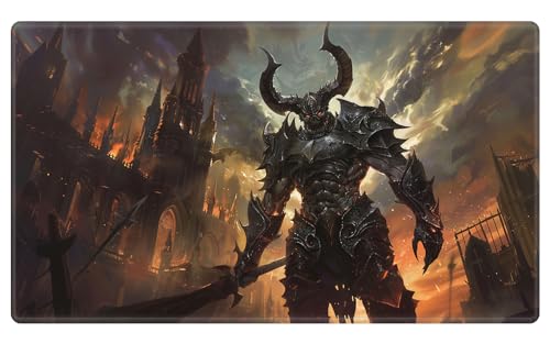 Card Playmat 70 x 40 cm Game Mats Tabletop Magic for MTG/TCG Cards, Trading Card Game Playing Stitched Commander Deck Gaming Desk Duel Mat Card Gameplay Mats, Demon Dark Armor Horns - color: Demon Dark Armor Horns, size: 27.5"X15.7"