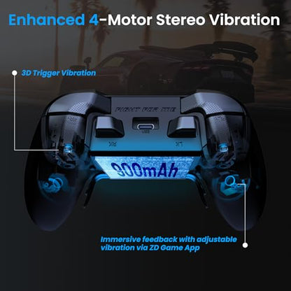 ZD O+ Excellence Wireless PC Controller – Modular Design, Hall Effect Joysticks, Remappable Buttons, RGB & Audio Jack for Switch/Switch2, PC, Android, iOS & Steam (Black) - color: Black