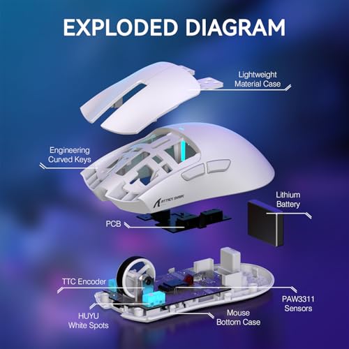 ATTACK SHARK X11 Wireless Gaming Mouse, PAW3311 Sensor, Lightweight, RGB Charging Dock, 22,000 DPI, Tri-Mode Connectivity, 5 Programmable Buttons - White - color: White, size: Mouse only