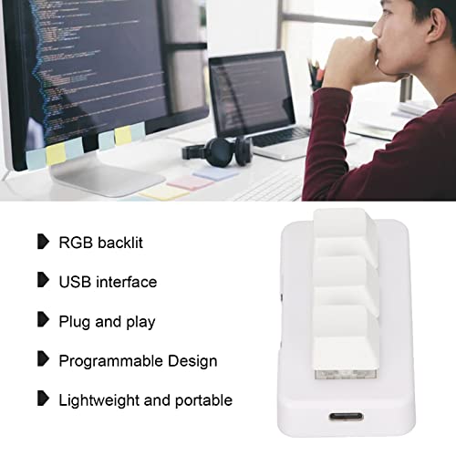 GOWENIC USB Mini 3Keys Keyboard, Cut Copy Paste Macro Pad Keyboard, Programmable OSU Keypad with RGB Led, One Handed Mechanical Gaming Keyboard (White) - color: White