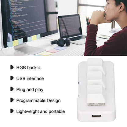 GOWENIC USB Mini 3Keys Keyboard, Cut Copy Paste Macro Pad Keyboard, Programmable OSU Keypad with RGB Led, One Handed Mechanical Gaming Keyboard (White) - color: White