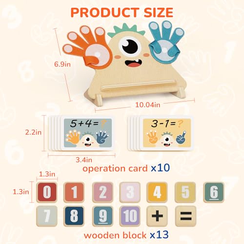 Finger Counting Math Toy for Kids 3-5, Montessori Monster Math Toy with Number Blocks, Hands-On Addition & Subtraction Learning Toy, Educational Birthday Gift for Toddlers - size: SIZE A