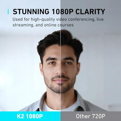 1080P Webcam with Microphone, Full HD Web Camera with RGB Light for Pc, Light Correction and Noise Cancellation Streaming Webcam, USB Computer Camera with Privacy Cover ,Plug and Play PC Web Cam