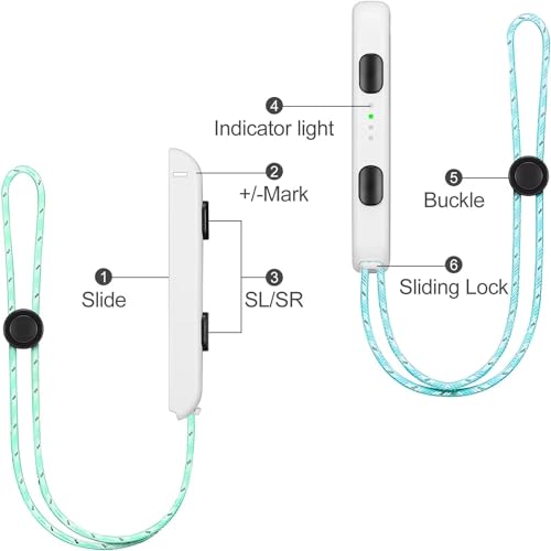Gepicest Wrist Strap for Joycon 4 Pieces Switch Parts Accessories Controller Attachments Compatible with Joy Con, Dual Joy Remote Comfort Controller Straps White 2 Pairs - color: White