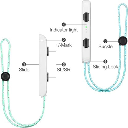 Gepicest Wrist Strap for Joycon 4 Pieces Switch Parts Accessories Controller Attachments Compatible with Joy Con, Dual Joy Remote Comfort Controller Straps White 2 Pairs - color: White