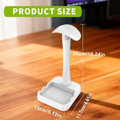 Headphone Stand with Charger,Gaming Headset stand with RGB Light Mode,For Airpod Max Stand,Desk Lamp,Phone Holder,Tablet Holder,desktop organizer,Gifts for Gamers & Music Lover (White) - color: White