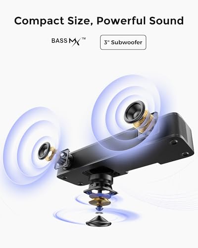 ULTIMEA 2.1ch Surround Sound Bar for TV, Built-in Subwoofer, Peak Power 132W, App Control, 16 Inches Bluetooth 5.4 TV Speakers Soundbar, All-in-one PC Soundbar, Opt/AUX/Wall Mount, Poseidon M20 Pro