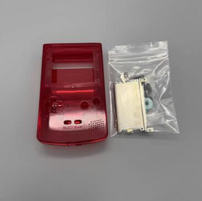 IPS Housing Shell Cover with Buttons Conuctive Pads Screws for Gameboy Color GBC Console (Clear Red) - color: Clear Red