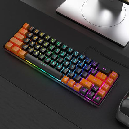 GEODMAER 65% Gaming Keyboard, LED Backlit Mini Wired Keyboard, Ultra-Compact Anti-Ghosting No-Conflict 68 Keys Membrane Gaming Wired Keyboard for PC Laptop Windows Gamer(Black-Orange) - color: Black-Orange