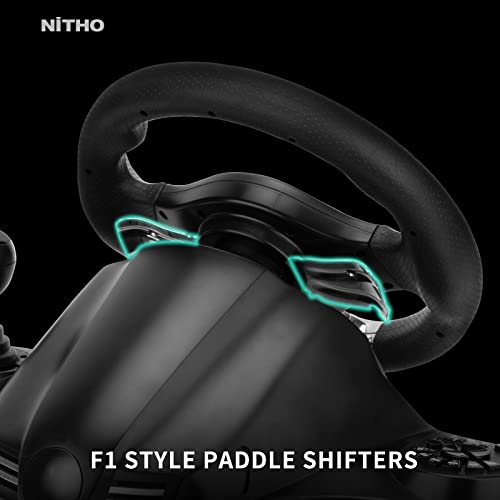 Nitho Drive Pro V16 Gaming Steering Wheel with Pedals and Shifter, 270 Degrees Racing Wheel with Dual Vibration, Compatible with PC, PS3, PS4, Xbox One, Xbox Series X|S and Switch - color: Drive Pro V16