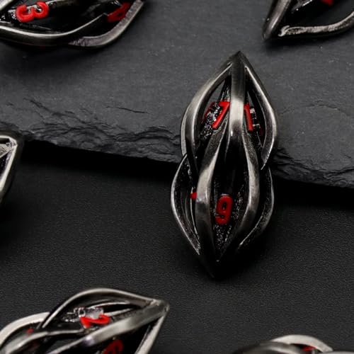 DND Dice Set for Dungeons and Dragons, Metal DND Dice 7PS/Set, ZHOORQI Polyhedral Dices Set for Role Playing Game Gifts(Arcanum-Red) - color: Arcanum- Red