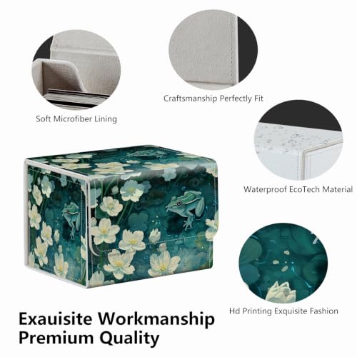 Strong Magnet MTG Demon Deck Box Playing Card Case Magic The Gathering Commander Deck Box Creative Pattern Trading Card Storage Box for Collectible Games, The Green Frog In The Pond - color: The Green Frog In The Pond