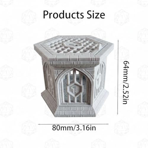 Dice Jail with Secure Clip-On Lid - Fun Dungeon Cage Prison for Tabletop RPG Polyhedral Dice Games (Includes Free 7-Piece Polyhedral Dice Set) (Marble) - color: Marble Color