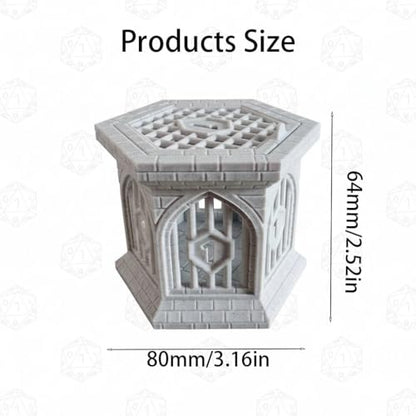 Dice Jail with Secure Clip-On Lid - Fun Dungeon Cage Prison for Tabletop RPG Polyhedral Dice Games (Includes Free 7-Piece Polyhedral Dice Set) (Marble) - color: Marble Color