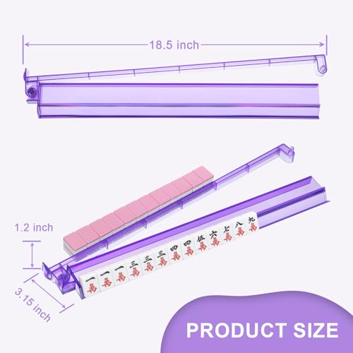 Mahjong Racks with Pushers 4PCS Set Majiang Tile Holder Acrylic Mahjong Racks Accessories and Gifts - color: Deep Purple