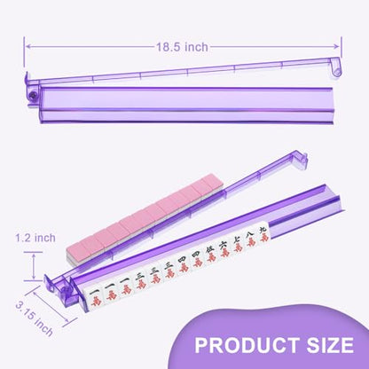 Mahjong Racks with Pushers 4PCS Set Majiang Tile Holder Acrylic Mahjong Racks Accessories and Gifts - color: Deep Purple