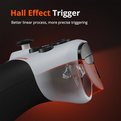 Wireless PC Controller with Hall Effect Joysticks & Triggers, 1000Hz Polling Rate, Trigger Locks, Bluetooth Pro Gaming Controller for PC/Steam/Luna/Tesla - 4 Macros and Turbo, Dynamic RGB, Silver - color: Silver