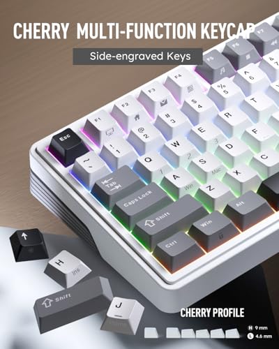 RK ROYAL KLUDGE M100 Wireless Mechanical Keyboard with Screen & Knob, White | Bluetooth/2.4G/USB RGB Gaming Keyboard with Number Pad, Hot Swappable Gasket Mount for Win/Mac/PC, PBT Keycaps, Cream Switch - color: White