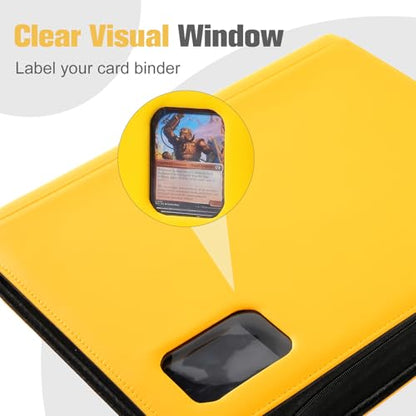 ProCase Top Loader Binder, 9 Pocket Holds 324 Toploaders, Yellow | Non-PVC Pockets Waterproof PU Leather Binder for Trading Cards or Sports Cards, Compatible with TCG, MTG in 3"x4" Toploader - color: 1-Yellow