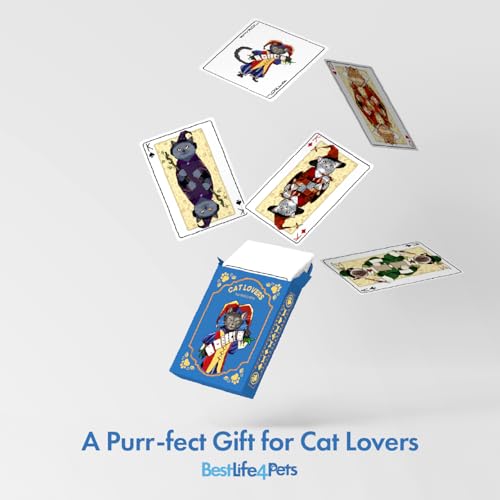 Cat Playing Cards Themed Deck for Adults - Collectible Card Games for Teens, Women and Men - Card Games For Adults on Family Game Night - 54 Cards for Solitaire or Poker - Fun Gifts for Cat Lovers