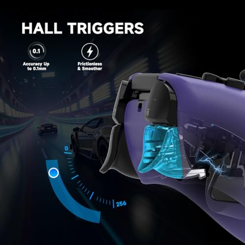 ASRVA Purple Wireless Pro Controller for PS5, Hall Effect Joystick No Drift, 2 Back Paddles, Macro, Gyro, 1000mAh, RGB, Compatible with PS5/Pro/Slim/PC/iOS/Android
