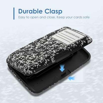 Credit Card Holder, Slim Aluminum RFID Blocking Wallet Debit Card Protector Organizer Metal Case, Black Composition Book - color: Black Composition Book