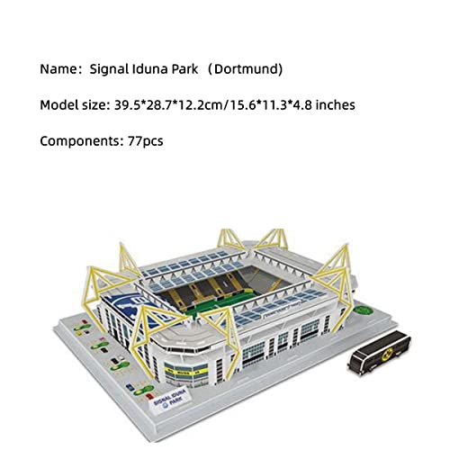 Classic Football Stadium Puzzle,3D Puzzle Soccer Club Venues,3D Paper Model Building Puzzle Kit, Soccer Stadium Souvenir Gift,Handmade Puzzle Ornaments，Cardboard Model (Signal Iduna Park) - color: Signal Iduna Park