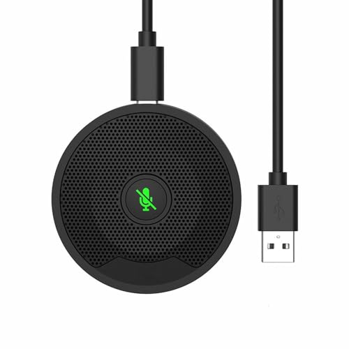 USB Microphone for PC, Computer Mic with Mute Button, Plug & Play | Noise Cancelling, 360° Omnidirectional Pickup, Conference Calls, Video Conference, Laptop, USB Connector,Table Mic
