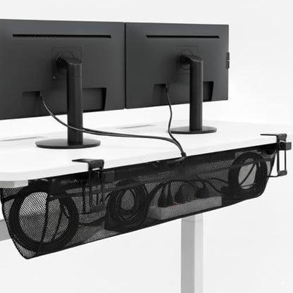 VIVO No Drill Clamp-on 44 inch Mesh Net Under Desk Cable Management Wire Organizer, Adjustable Home Office Standing Desk Cord Storage Sleeve, Black, DESK-AC44MH - size: 44"