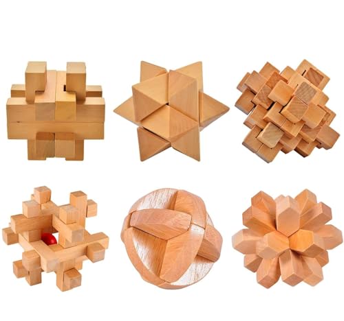 ULT-unite3D Wooden Cube Brain Teaser Puzzle