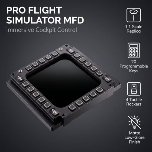 Flight Simulator Controls Panel 8 Inch Screen Lcd Light Desktop Cockpit Instrument Controller 28-Key Compatible Pc,Usb Plug Play For Beginner Home Enthusiasts Aviation Hobby Virtual Practice