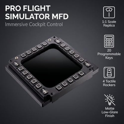 Flight Simulator Controls Panel 8 Inch Screen Lcd Light Desktop Cockpit Instrument Controller 28-Key Compatible Pc,Usb Plug Play For Beginner Home Enthusiasts Aviation Hobby Virtual Practice