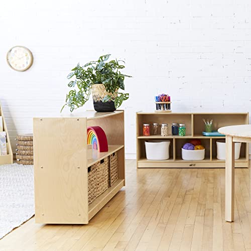 ECR4Kids 5-Compartment Mobile Storage Cabinet, Toddler, Classroom Furniture, Natural - color: Natural